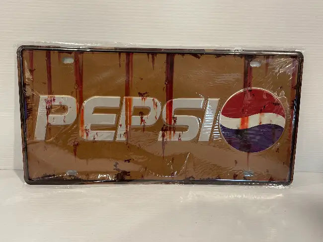 Vintage Style Tin Number Plate Sign<br><b style="color: #03236a;">JBAU835</b><br><b style="color: #03236a;">Pepsi</b>