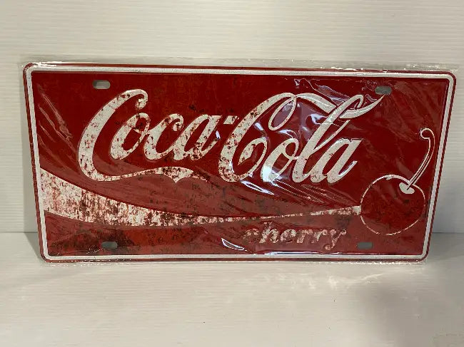 Vintage Style Tin Number Plate Sign<br><b style="color: #03236a;">JBAU842</b><br><b style="color: #03236a;">Coca Cola</b>