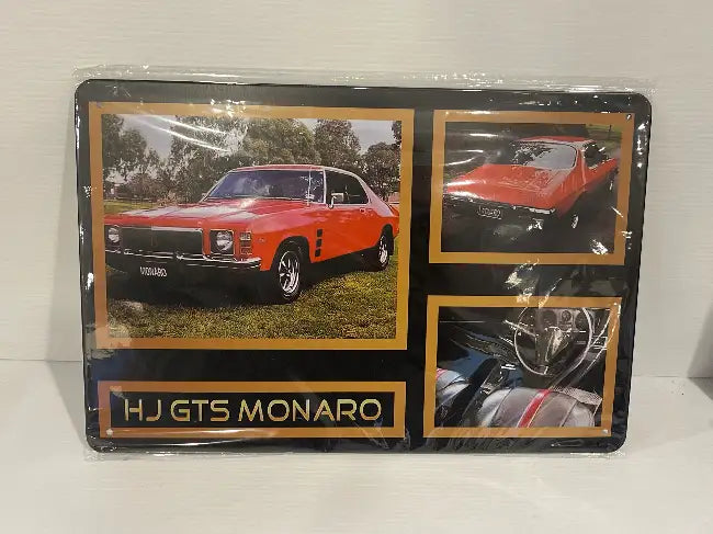 Vintage Style Tin Sign Size A4<br><b style="color: #03236a;">JBAU1090</b><br><b style="color: #03236a;">HJ GTS Monaro</b>